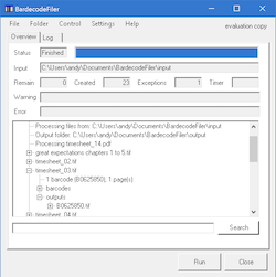 BardecodeFiler processing a folder